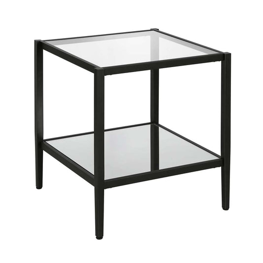 Hudson & Canal - Hera 20in Wide Square Side Table with Mirror Shelf in Blackened Bronze - ST0323 veiw 1