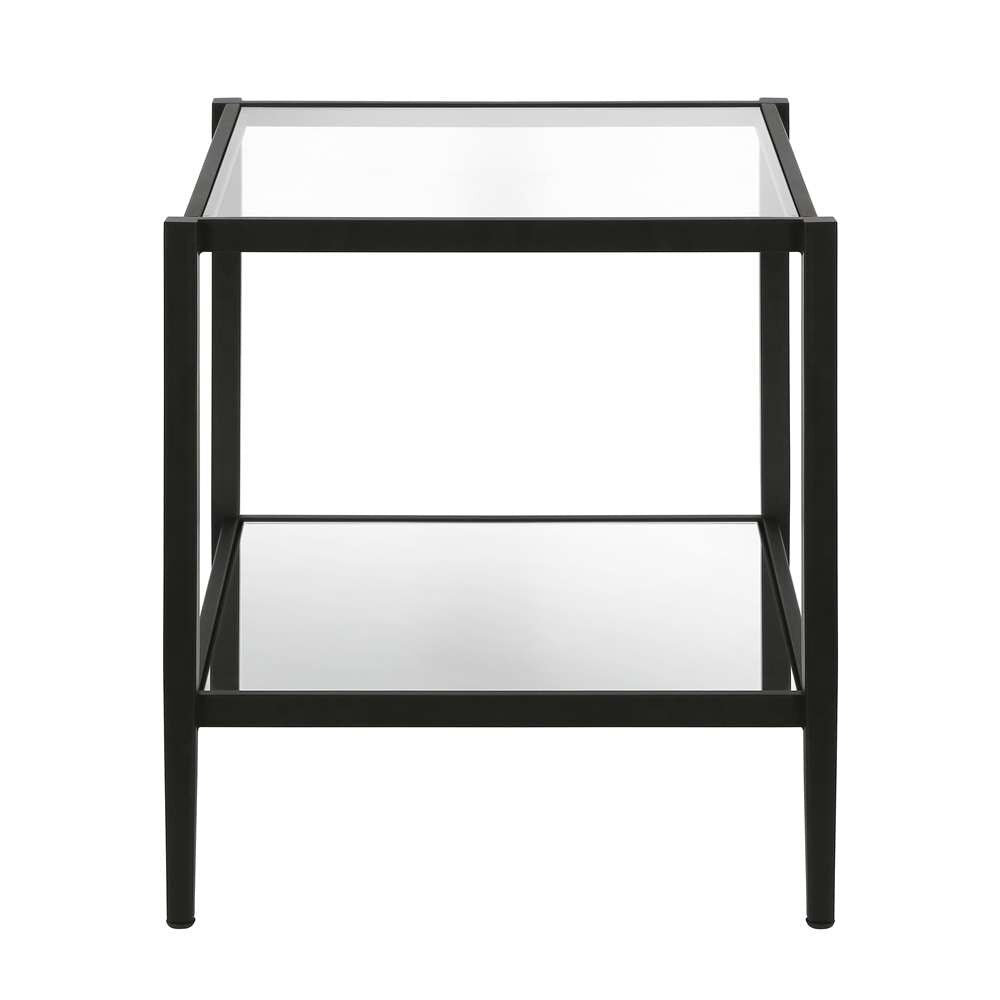 Hudson & Canal - Hera 20in Wide Square Side Table with Mirror Shelf in Blackened Bronze - ST0323 veiw 3