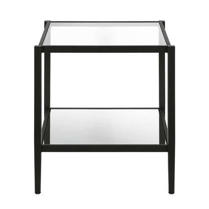 Hudson & Canal - Hera 20in Wide Square Side Table with Mirror Shelf in Blackened Bronze - ST0323 veiw 3