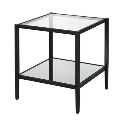 Hudson & Canal - Hera 20in Wide Square Side Table with Mirror Shelf in Blackened Bronze - ST0323 veiw 4