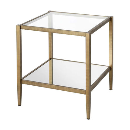 Hudson & Canal - Hera 20in Wide Square Side Table with Mirror Shelf in Brass - ST0324 veiw 4