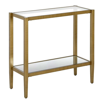 Hudson & Canal - Hera 24in Wide Rectangular Side Table with Glass Shelf in Antique Brass - ST1313 veiw 1
