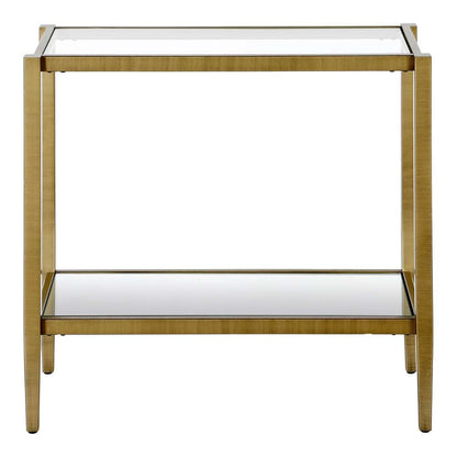Hudson & Canal - Hera 24in Wide Rectangular Side Table with Glass Shelf in Antique Brass - ST1313 veiw 3