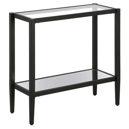 Hudson & Canal - Hera 24in Wide Rectangular Side Table with Glass Shelf in Blackened Bronze - ST1312 veiw 1