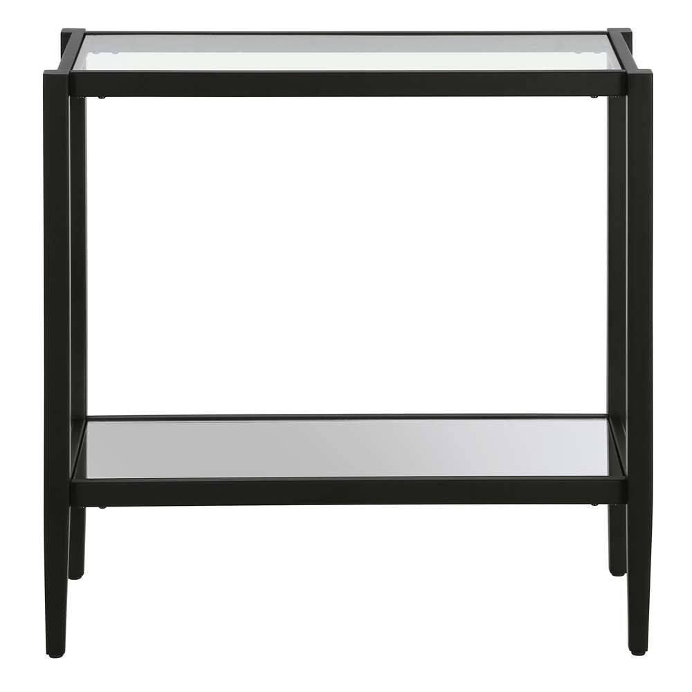 Hudson & Canal - Hera 24in Wide Rectangular Side Table with Glass Shelf in Blackened Bronze - ST1312 veiw 3