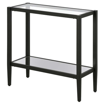 Hudson & Canal - Hera 24in Wide Rectangular Side Table with Glass Shelf in Blackened Bronze - ST1312 veiw 4