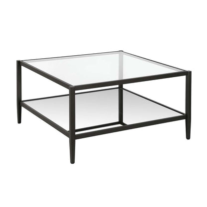 Hudson & Canal - Hera 32in Wide Square Coffee Table with Mirror Shelf in Blackened Bronze - CT0453 veiw 1