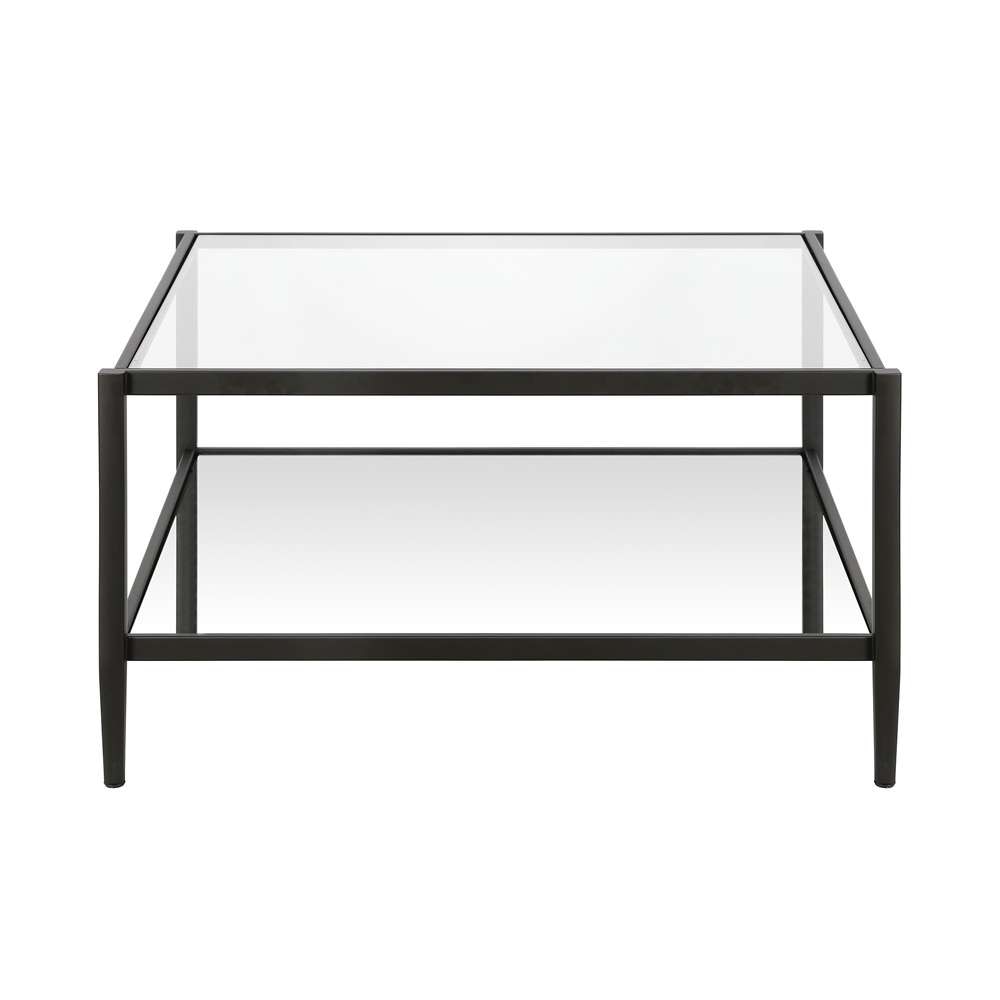 Hudson & Canal - Hera 32in Wide Square Coffee Table with Mirror Shelf in Blackened Bronze - CT0453 veiw 3