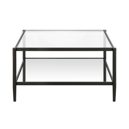 Hudson & Canal - Hera 32in Wide Square Coffee Table with Mirror Shelf in Blackened Bronze - CT0453 veiw 3