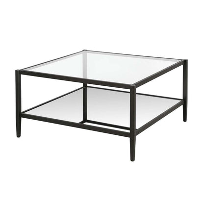 Hudson & Canal - Hera 32in Wide Square Coffee Table with Mirror Shelf in Blackened Bronze - CT0453 veiw 4