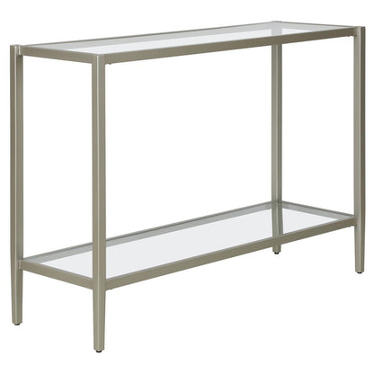 Hudson & Canal - Hera 42in Wide Rectangular Console Table with Glass Shelf in Satin Nickel - AT1620 veiw 1