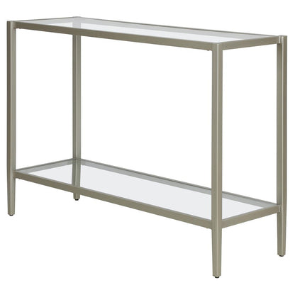 Hudson & Canal - Hera 42in Wide Rectangular Console Table with Glass Shelf in Satin Nickel - AT1620 veiw 3