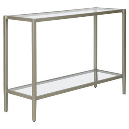 Hudson & Canal - Hera 42in Wide Rectangular Console Table with Glass Shelf in Satin Nickel - AT1620 veiw 5