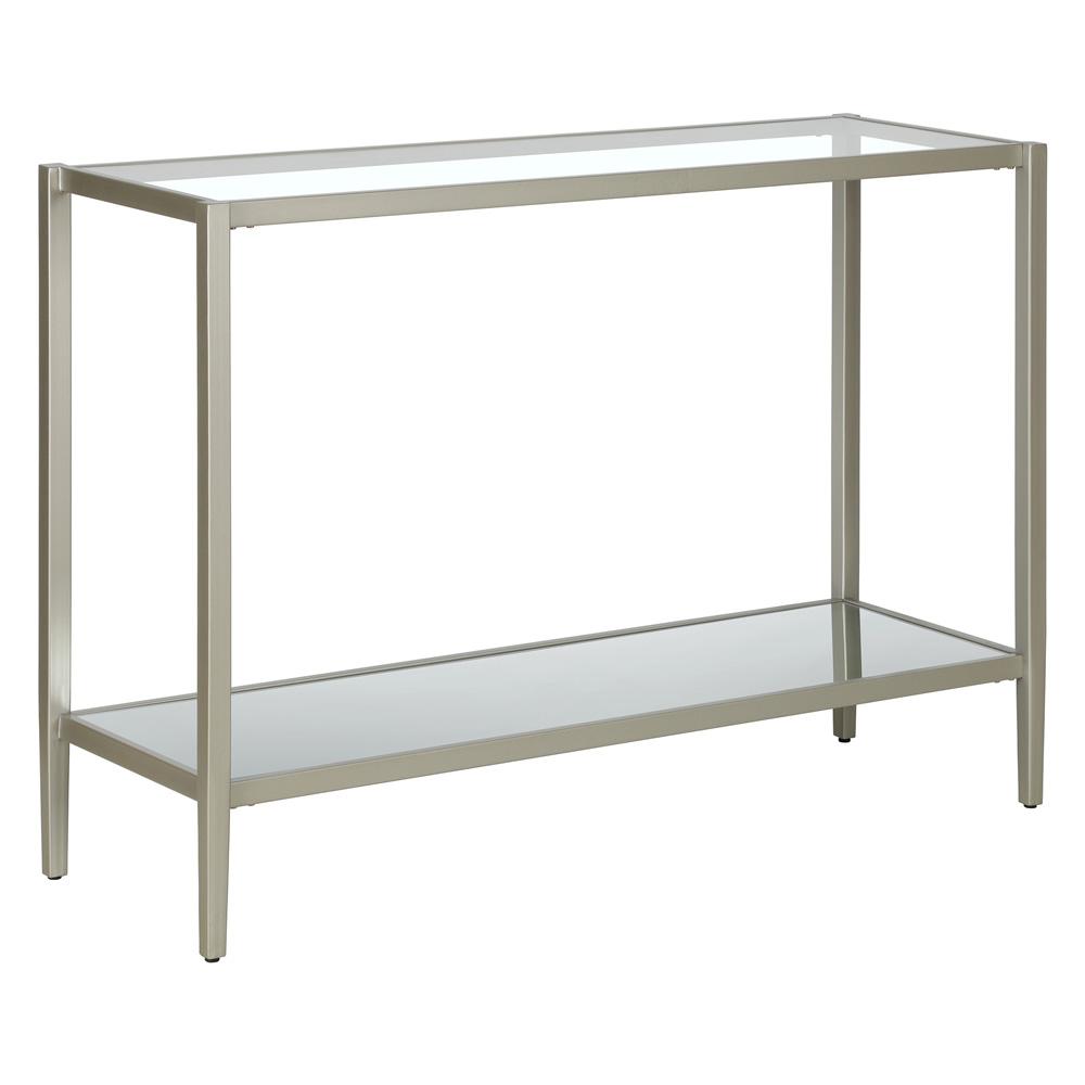 Hudson & Canal - Hera 42in Wide Rectangular Console Table with Mirror Shelf in Satin Nickel - AT1619 veiw 1