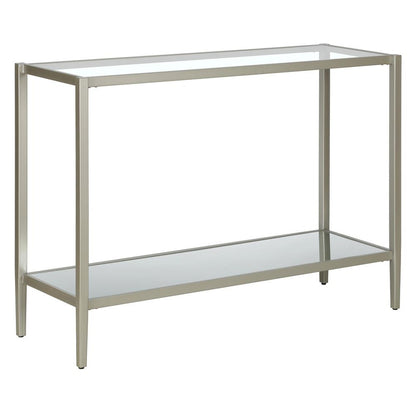 Hudson & Canal - Hera 42in Wide Rectangular Console Table with Mirror Shelf in Satin Nickel - AT1619 veiw 1