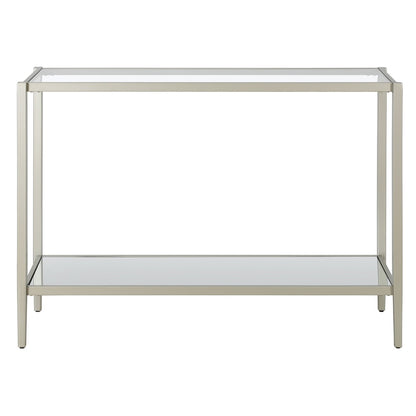 Hudson & Canal - Hera 42in Wide Rectangular Console Table with Mirror Shelf in Satin Nickel - AT1619 veiw 2