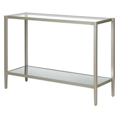 Hudson & Canal - Hera 42in Wide Rectangular Console Table with Mirror Shelf in Satin Nickel - AT1619 veiw 3