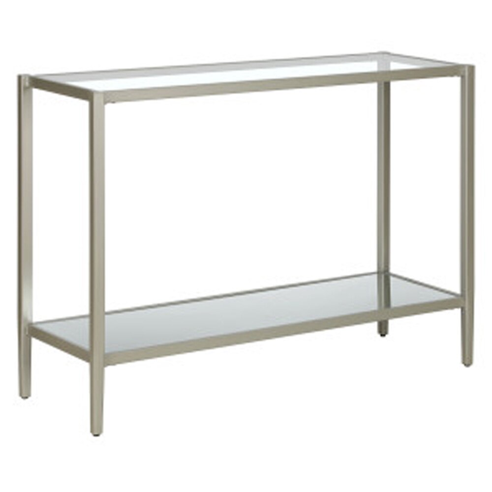 Hudson & Canal - Hera 42in Wide Rectangular Console Table with Mirror Shelf in Satin Nickel - AT1619 veiw 5