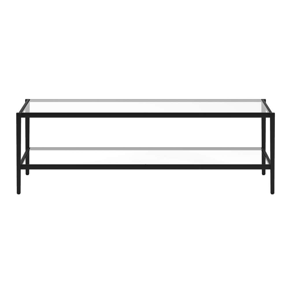 Hudson & Canal - Hera 54in Wide Rectangular Coffee Table with Glass Shelf in Blackened Bronze - CT1228 veiw 3