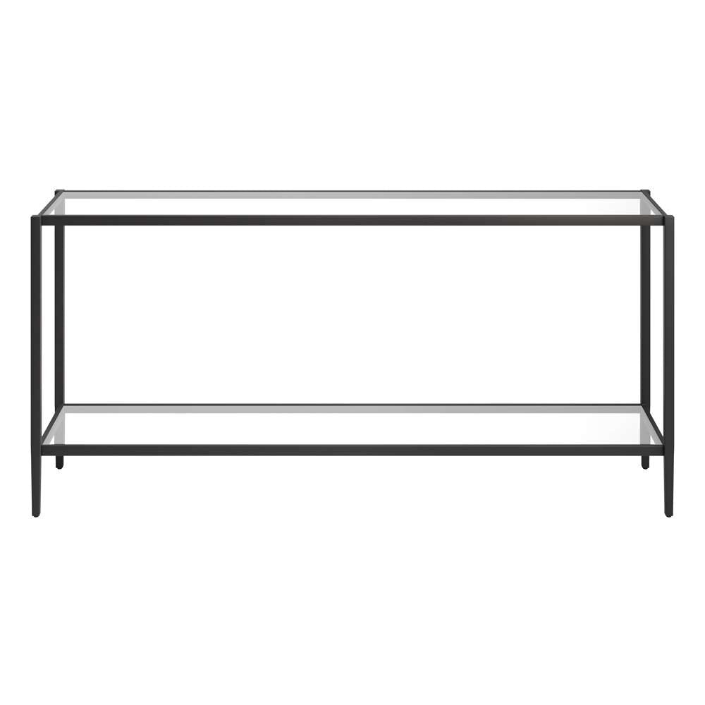 Hudson & Canal - Hera 64in Wide Rectangular Console Table with Glass Shelf in Blackened Bronze - AT1548 veiw 3