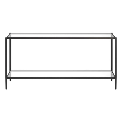 Hudson & Canal - Hera 64in Wide Rectangular Console Table with Glass Shelf in Blackened Bronze - AT1548 veiw 3