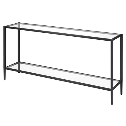 Hudson & Canal - Hera 64in Wide Rectangular Console Table with Glass Shelf in Blackened Bronze - AT1548 veiw 4