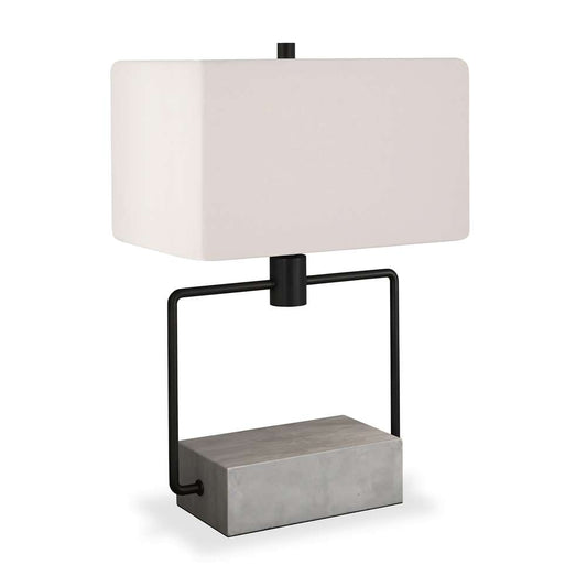 Hudson & Canal - Holden 22.75in Tall Table Lamp with Fabric Shade in Concrete/Blackened Bronze/White - TL0086 veiw 1