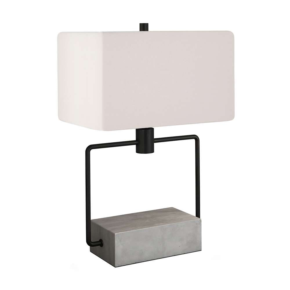 Hudson & Canal - Holden 22.75in Tall Table Lamp with Fabric Shade in Concrete/Blackened Bronze/White - TL0086 veiw 3
