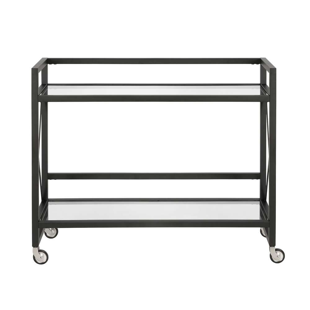 Hudson & Canal - Holly 38in Wide Rectangular Bar Cart in Blackened Bronze - BC0261 veiw 3