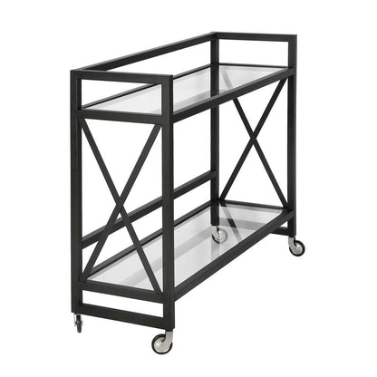 Hudson & Canal - Holly 38in Wide Rectangular Bar Cart in Blackened Bronze - BC0261 veiw 4