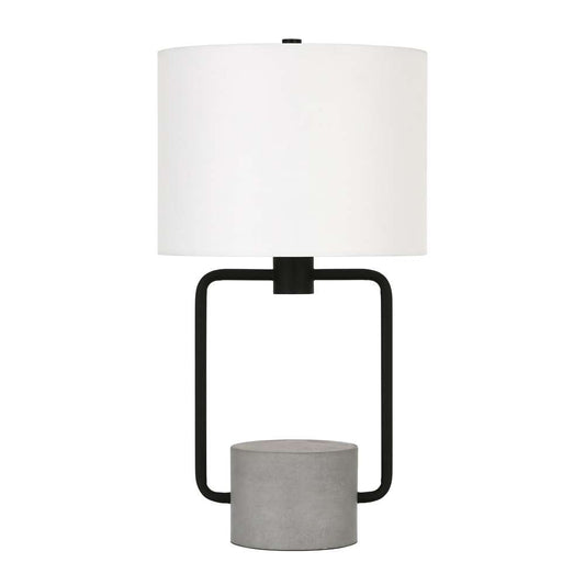 Hudson & Canal - Howland 22in Tall Table Lamp with Fabric Shade in Blackened Bronze/Concrete/White - TL0424 veiw 1