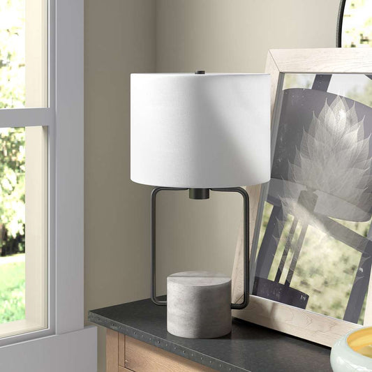 Hudson & Canal - Howland 22in Tall Table Lamp with Fabric Shade in Blackened Bronze/Concrete/White - TL0424 veiw 2
