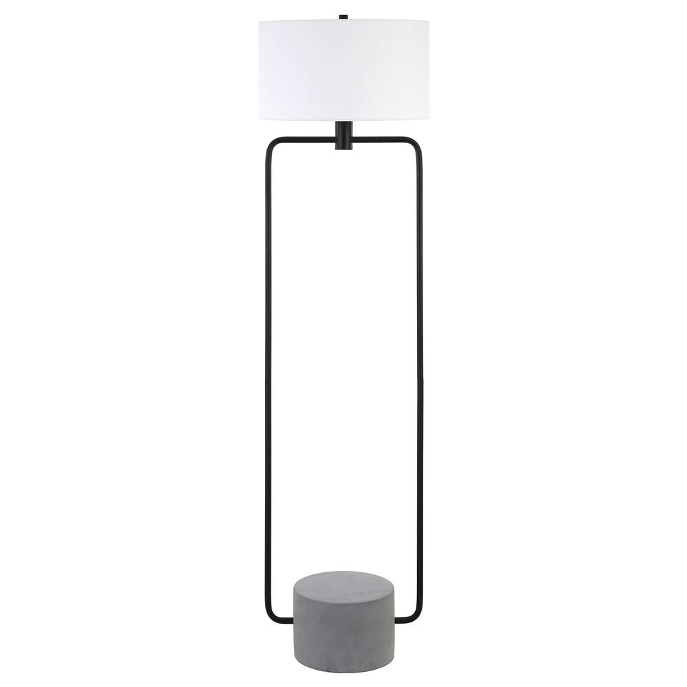 Hudson & Canal - Howland 63in Tall Floor Lamp with Fabric Shade in Blackened Bronze/Concrete/White - FL1579 veiw 1