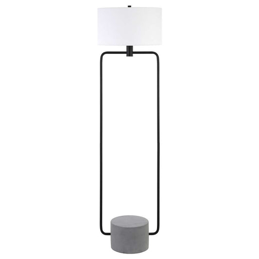 Hudson & Canal - Howland 63in Tall Floor Lamp with Fabric Shade in Blackened Bronze/Concrete/White - FL1579 veiw 1
