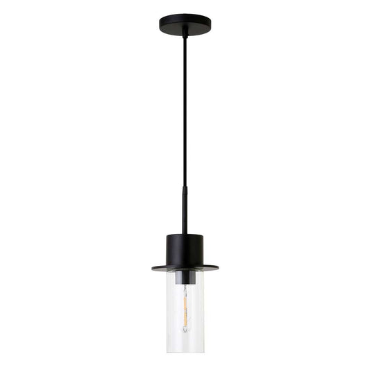 Hudson & Canal - Idris 6.5in Wide Pendant with Glass Shade in Blackened Bronze/Clear - PD0624 veiw 1