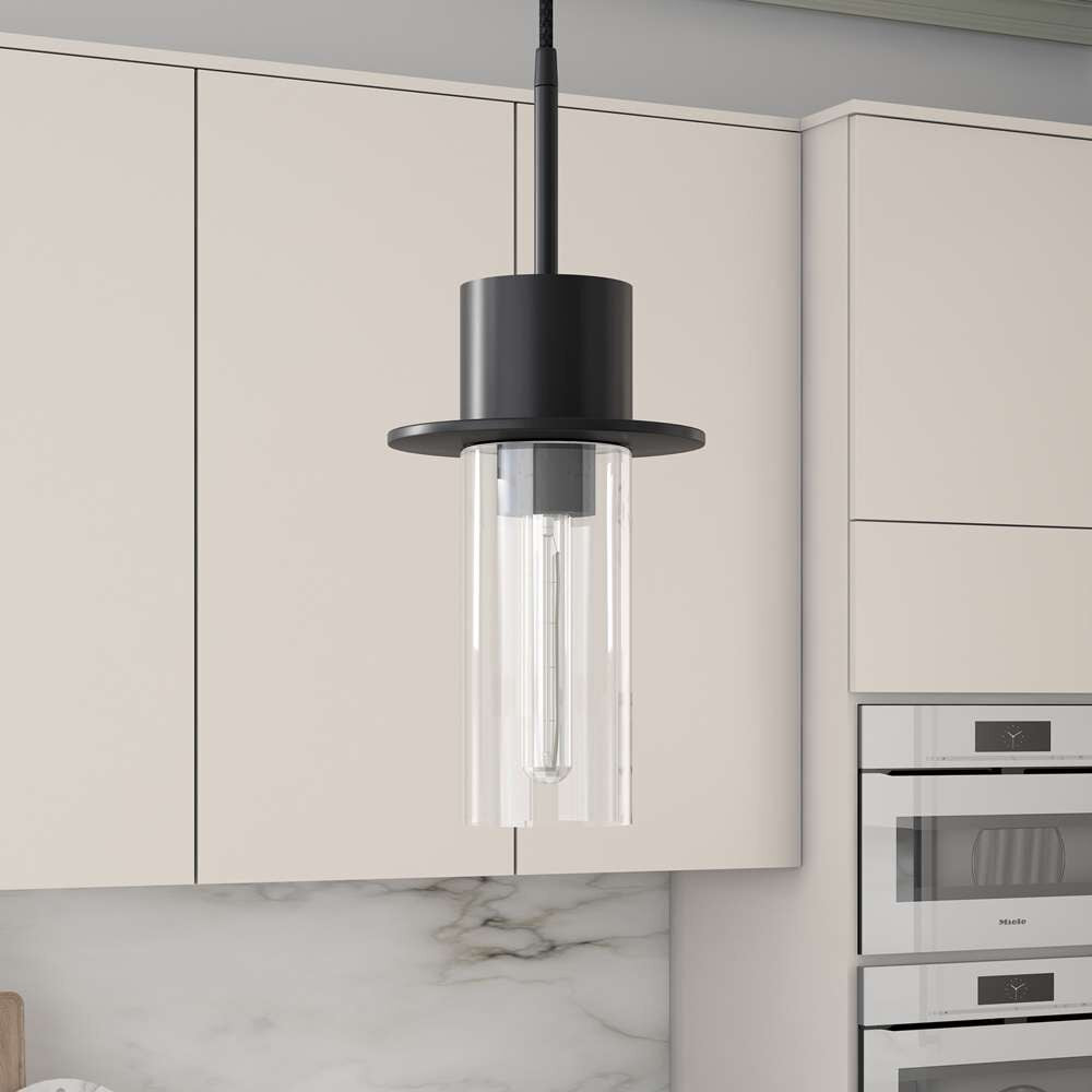 Hudson & Canal - Idris 6.5in Wide Pendant with Glass Shade in Blackened Bronze/Clear - PD0624 veiw 2