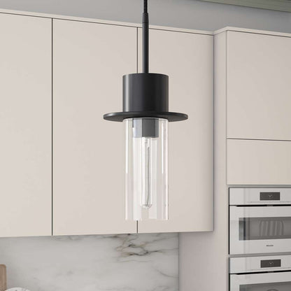 Hudson & Canal - Idris 6.5in Wide Pendant with Glass Shade in Blackened Bronze/Clear - PD0624 veiw 2
