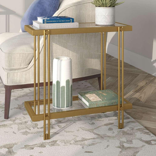 Hudson & Canal - Inez 24in Wide Rectangular Side Table in Brass - ST1317 veiw 2