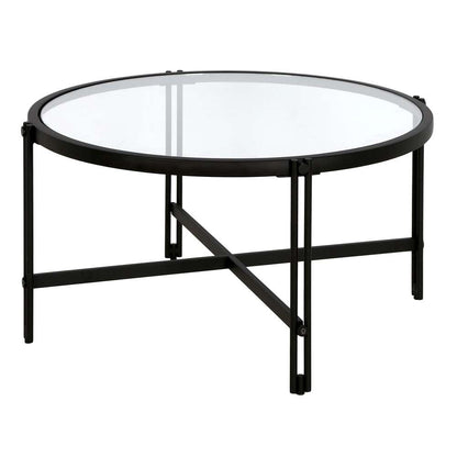 Hudson & Canal - Inez 32in Wide Round Coffee Table in Blackened Bronze - CT1518 veiw 4