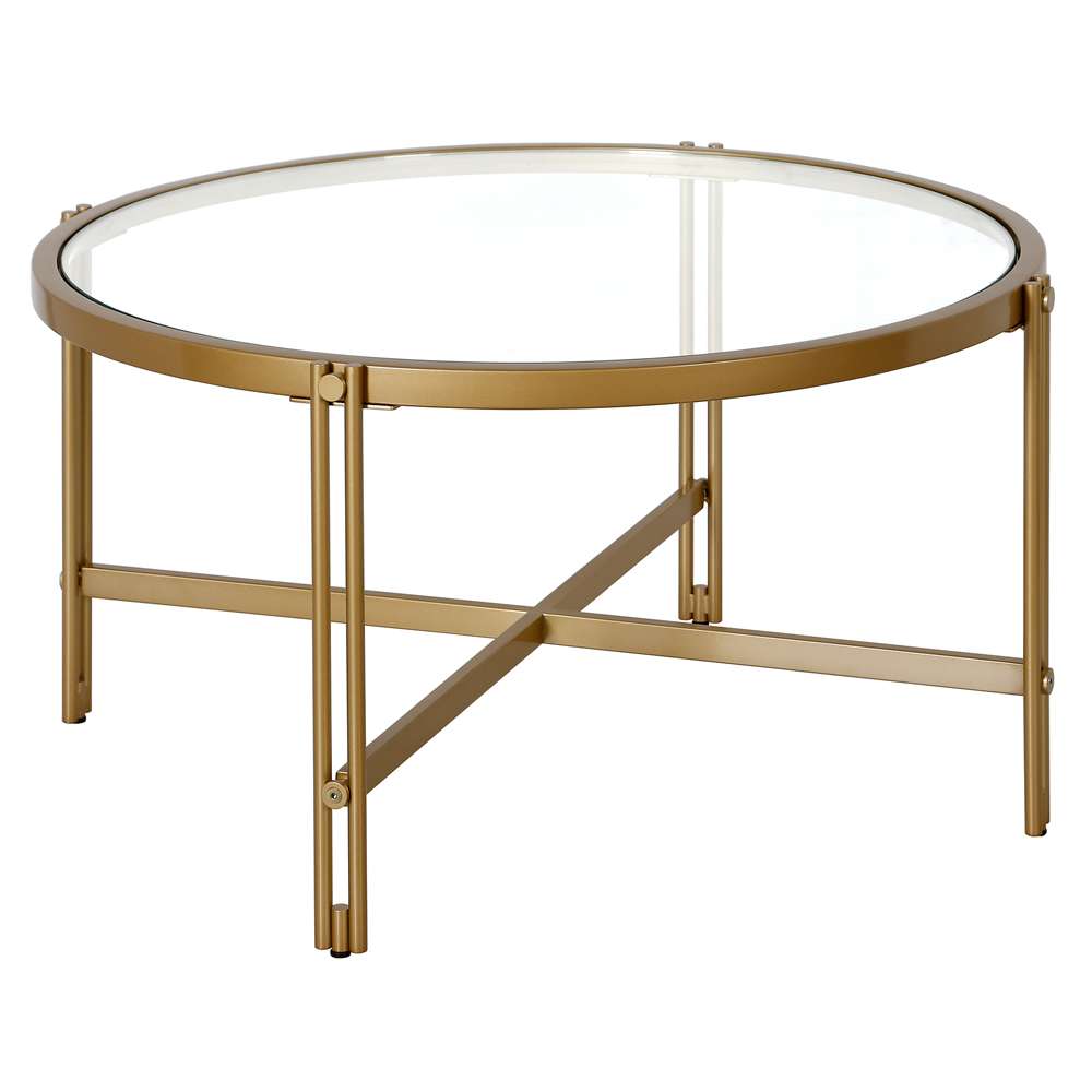 Hudson & Canal - Inez 32in Wide Round Coffee Table in Brass - CT1519 veiw 1