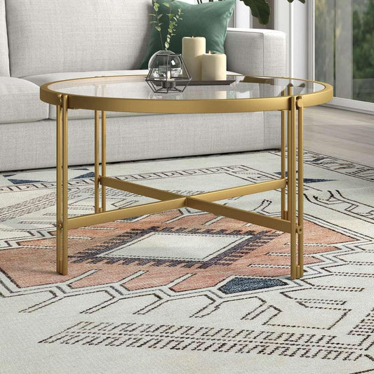 Hudson & Canal - Inez 32in Wide Round Coffee Table in Brass - CT1519 veiw 2