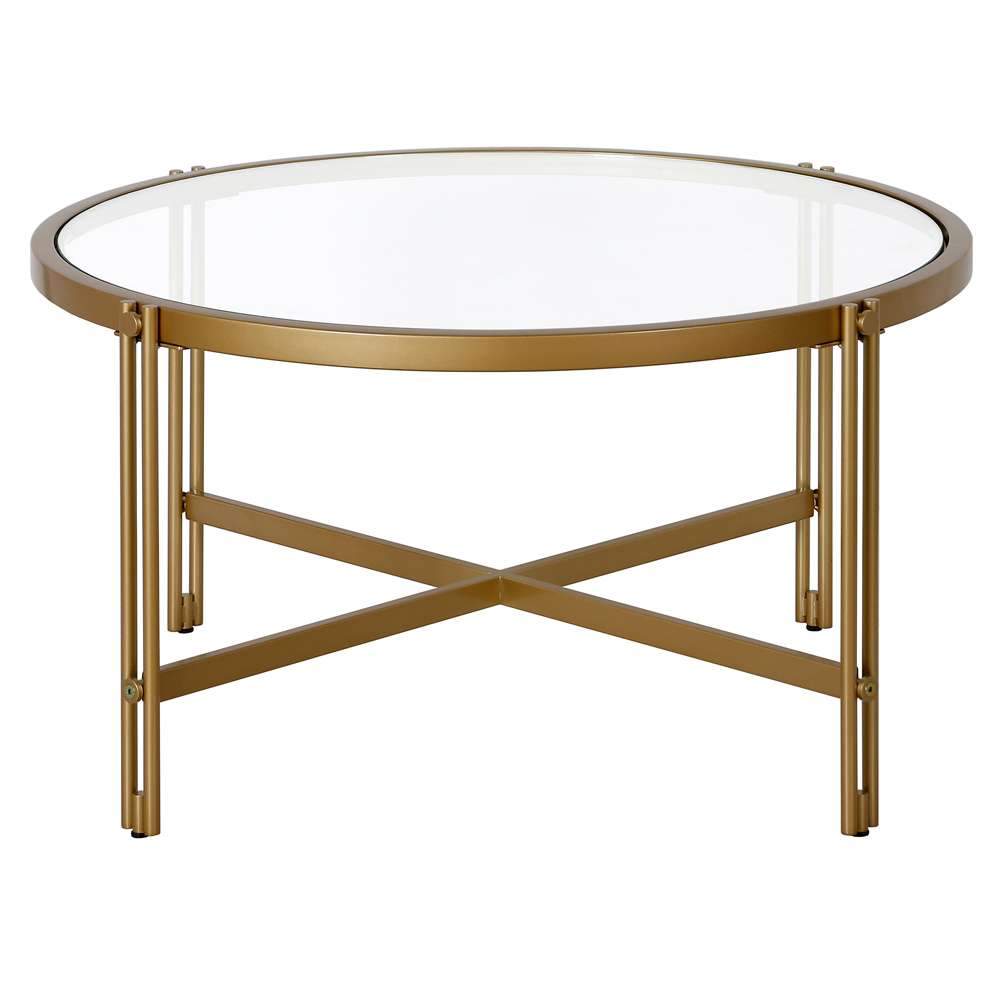 Hudson & Canal - Inez 32in Wide Round Coffee Table in Brass - CT1519 veiw 3