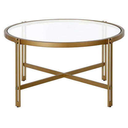 Hudson & Canal - Inez 32in Wide Round Coffee Table in Brass - CT1519 veiw 3