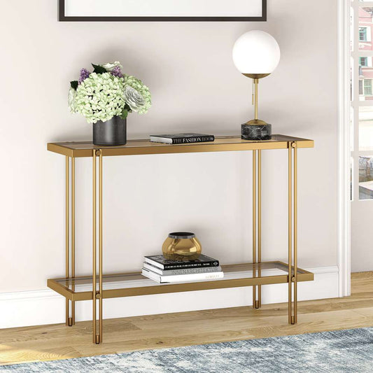 Hudson & Canal - Inez 42in Wide Rectangular Console Table in Brass - AT0314 veiw 2