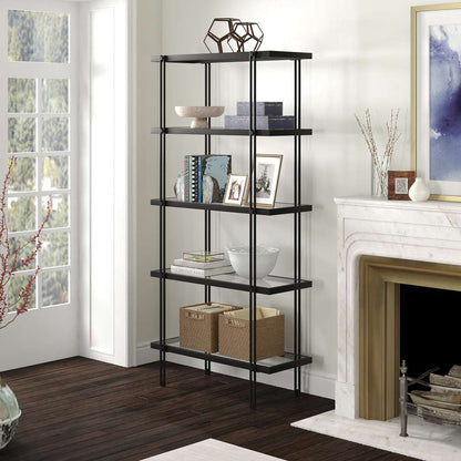 Hudson & Canal - Inez 68in Tall Rectangular Bookcase in Blackened Bronze - BK1339 veiw 2