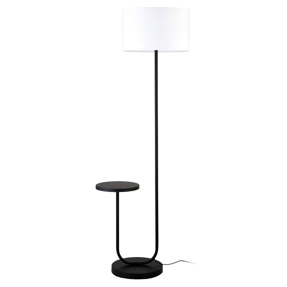 Hudson & Canal - Jacinta Tray Table Floor Lamp with Fabric Shade in Blackened Bronze/White - FL1568 veiw 1