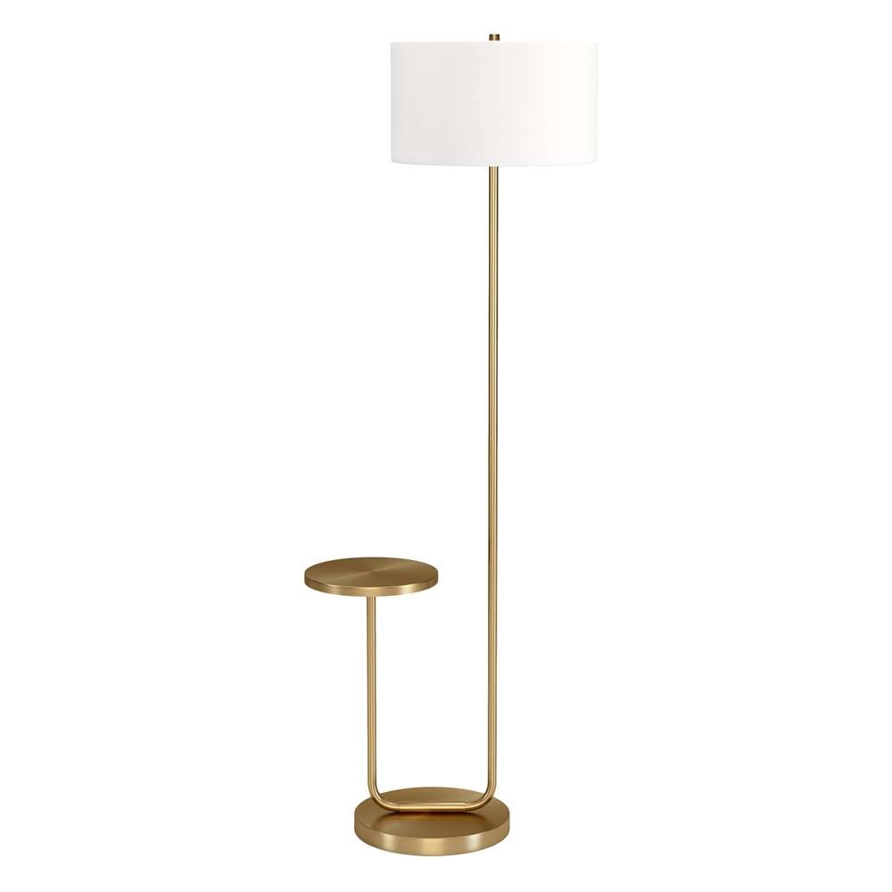 Hudson & Canal - Jacinta Tray Table Floor Lamp with Fabric Shade in Brass/White - FL1569 veiw 1