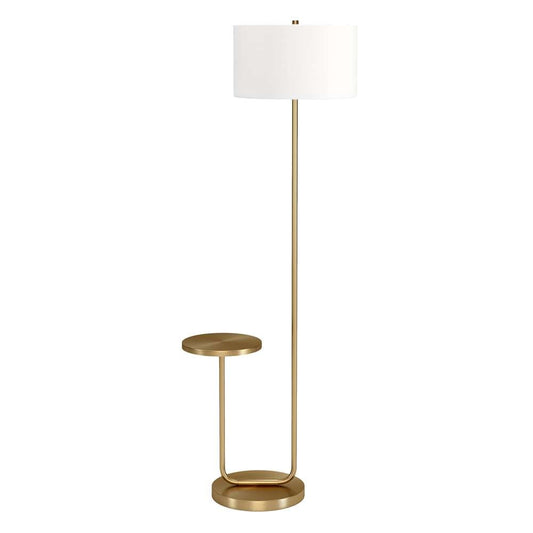 Hudson & Canal - Jacinta Tray Table Floor Lamp with Fabric Shade in Brass/White - FL1569 veiw 1