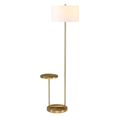 Hudson & Canal - Jacinta Tray Table Floor Lamp with Fabric Shade in Brass/White - FL1569 veiw 3