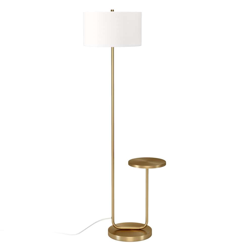 Hudson & Canal - Jacinta Tray Table Floor Lamp with Fabric Shade in Brass/White - FL1569 veiw 4